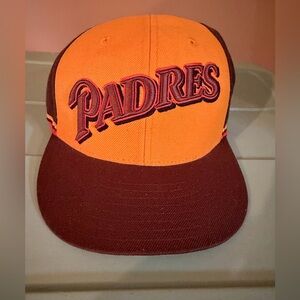 Vintage San Diego Padres Hat Cap Fitted 7 3/8 Yellow Mitchell Ness 1988